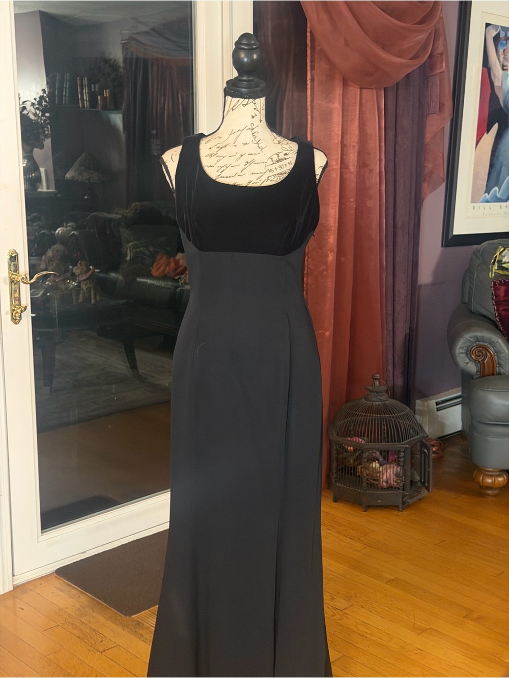 Vintage Betsy & Adam Velvet Open-Back Gown Size 7/8
